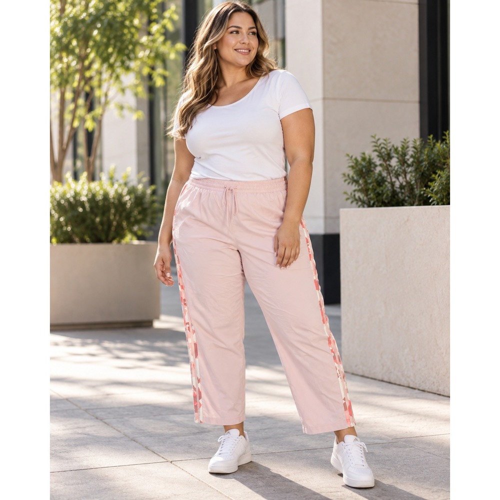 Adidas Track Pants Womens 1X Pink Camo Stripe Cropped Athletic Joggers NWT
